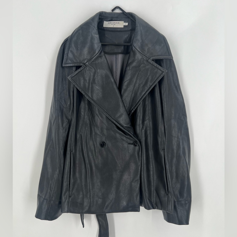M.M. LaFleur The Alphonso Vegan Leather Black Belted Jacket